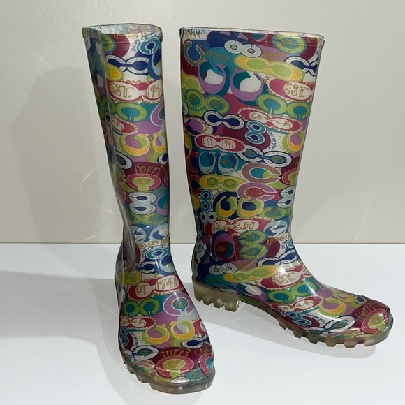 Coach Poppy Rainboots Sz 8 - Picture 1 of 15